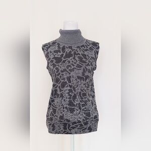 Uniform John Paul Richard Sleeveless Turtleneck Sweater Black Silver Size Medium